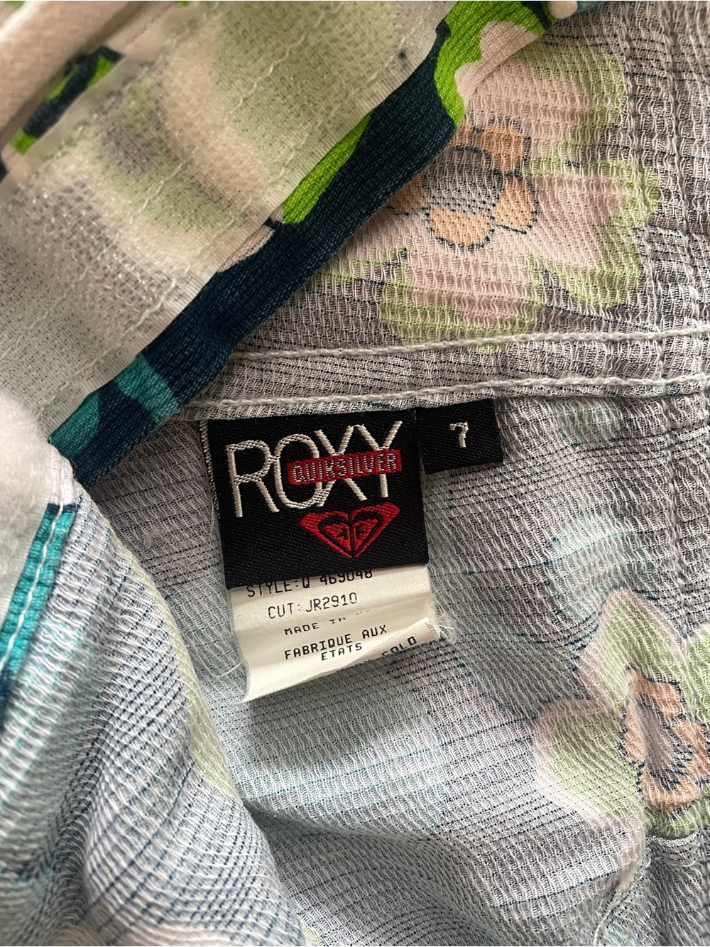 Vintage 90âs ROXY Board Shorts Size 7 Blue, Turquoise, Green, Hawaiian Flowers - Picture 5 of 13